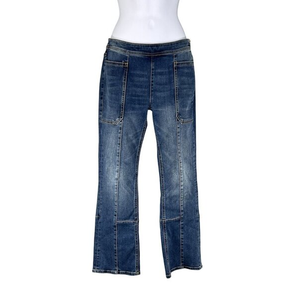 Pilcro & The Letterpress Womens 27 US 4 Flare Crop Jeans Side Zip Patch Pockets - Picture 1 of 16